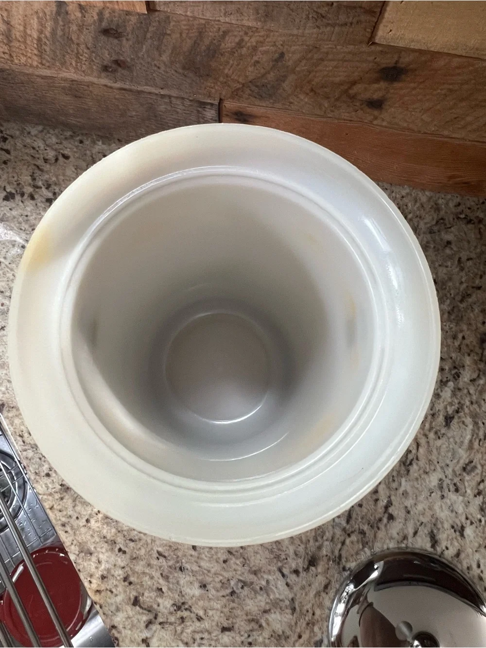 Mid-Century Style Faux Woodgrain Ice Bucket with White Trim - Slim Size